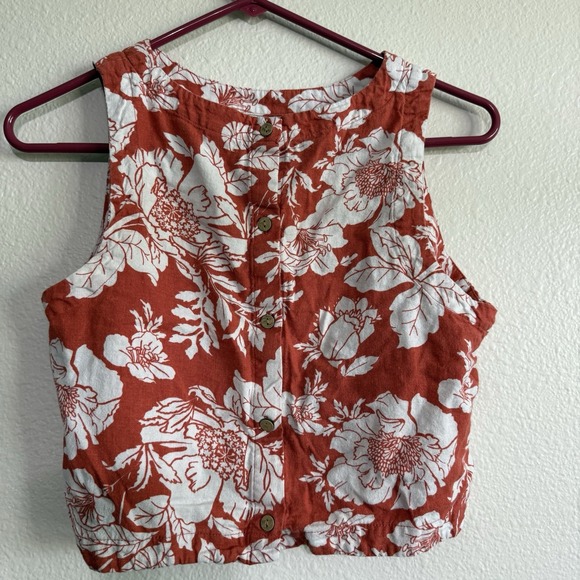 Old Navy Extra High-Rise Taylor Adjust Waist Floral Shorts Top Linen Set Small - Picture 4 of 16